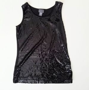 Covington Petite Black Sequin Tank Top Size S
